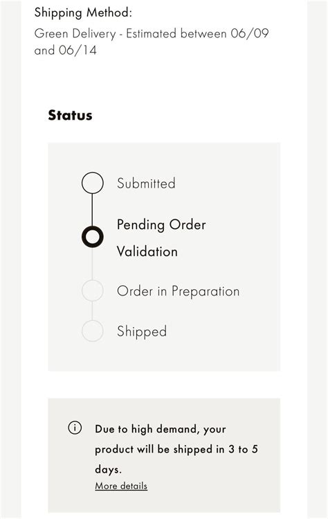 stuck on pending order validation.